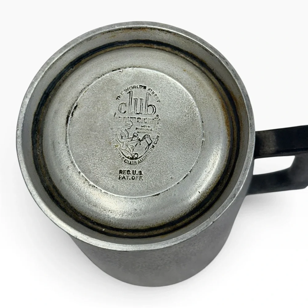Vintage Club Hammercraft Aluminum Pitcher with Lid Hammered Metal Silver Black